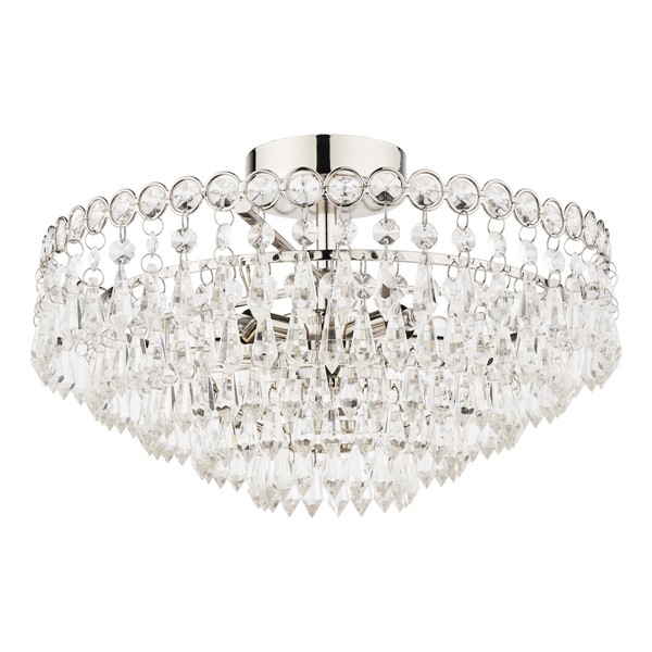 (image for) Laura Ashley Enid 5lt Semi Flush Polished Nickel Crystal